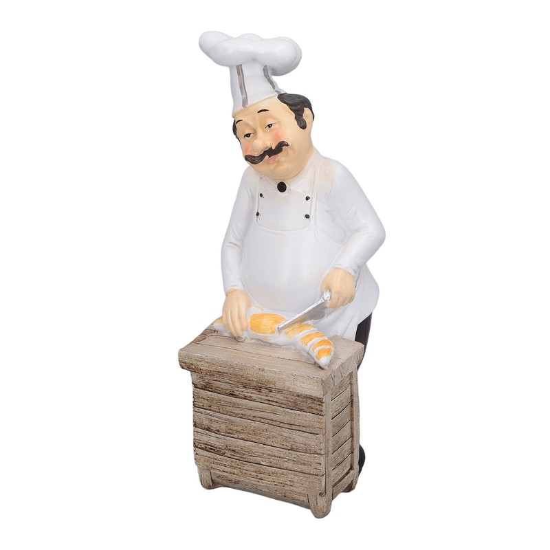 Resin Chef Statue Restaurant Dining Table Decor Figurine Ornament Kitchen