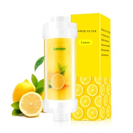 Vitamin C Shower Filter for Hard Water, Shower Head Filter to Chlorine Fluoride Sediment, Water Purifying Filtered Shower Head with Beads, Helps Dry Skin & Hair Loss, Easy Installation (Lemon)