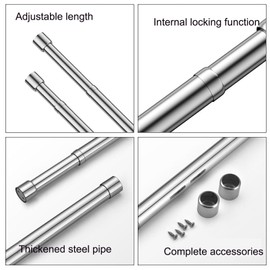 Wardrobe Rail, 31-52cm Wardrobe Hanging Rail, Wardrobe Rails and Fittings Adjustable, Stainless Steel Clothes Hanging Pole for Wardrobe (31-52cm/12-20inch)