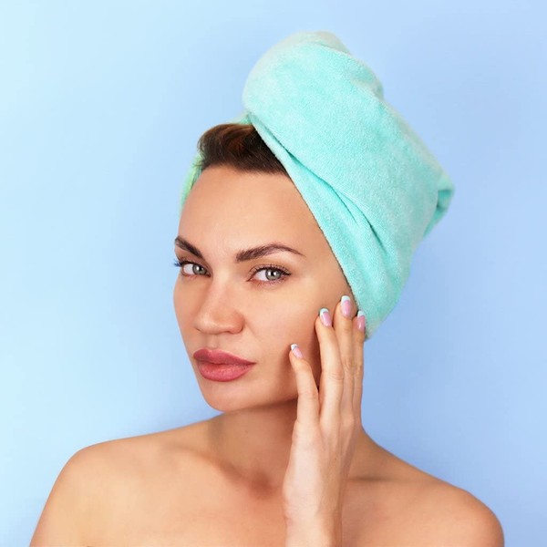Sleek'e Microfiber Hair Wrap | Ultra Absorbent and Soft Anti-Frizz Quick Dry Hair Turban Twist Towel for Drying Thick, Curly, and Long Hair (Mint)