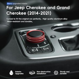 auovo Auovo Volume Tune Air Conditioner Knob Covers Compatible with Durango 2014-2020 Car Interior Trim AC Knob Cover Air Conditioning Switch Volume Controller Rings (B-Long+AWD, Red)