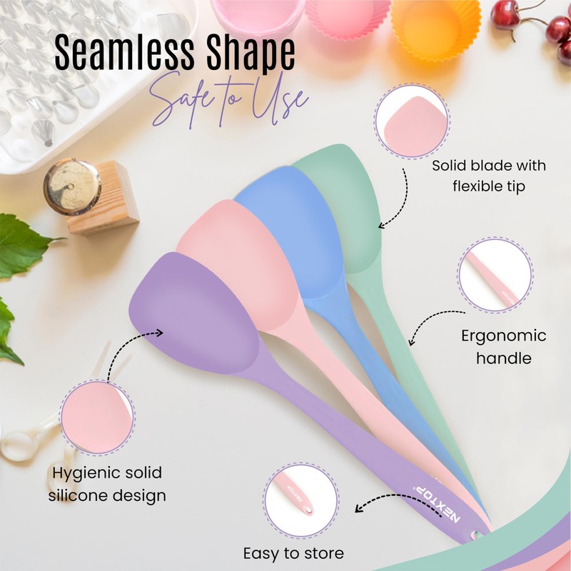 NEXTOP Silicone Spatula Set of 4 – Multipurpose Seamless Silicone