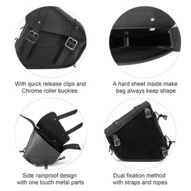 GARGOYLE BELLS Motorcycle Saddle Bags Solo Swing Arm Bag For Sportster Softail PVC Waterproof Motorcycle Luggage Bags for Motorcycle or Bike (Left Side, Black PVC)