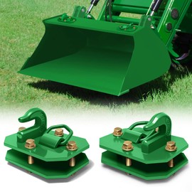 2 Pack 3/8" Tractor Bucket Hooks with D Ring, Grade 70 Forged Steel Bolt On Grab Hook for Tractor Bucket Compatible with Kubota, John Deere, Kiot, RV, UTV, Truck, Max 15,000 lbs,Dark Green