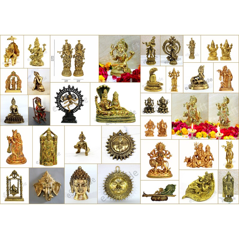 eSplanade 4" Brass Sun God Smiling Surya Bhagwaan Idol Statue