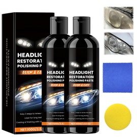 BaiKupo 2PCS Car Headlights Restoration Kit,Headlight Stain Remover Polishing Paste,Repair with Scratch Removal,Professional Headlight Polish Cleaner for Lights Long-Lasting Clarity