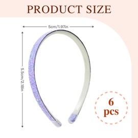 Girls' Glitter Hair Headbands Set, 6 Pieces, Hearts and Stars Design, 13-20 cm Adjustable