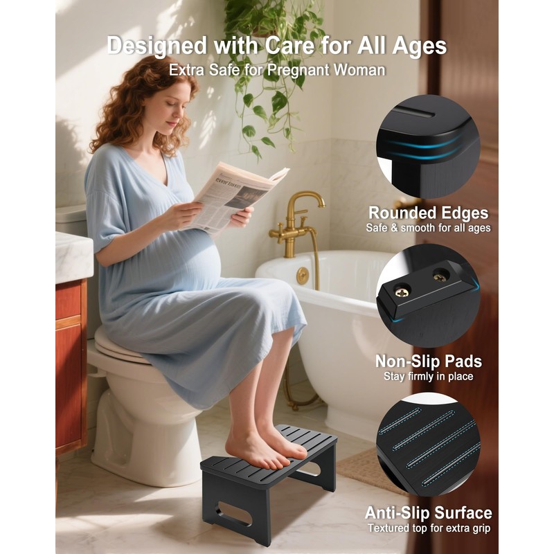Yose Toilet Stool Foldable, 7 Inch Poop Stool for Bathroom,