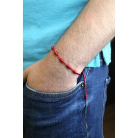MUNIFICENCE Seven Knot Bracelet Anklet String For Protection Evil Eye, Good Luck Men Women Couples Amulet/Pulsera Hilo Suerte Mal De Ojo Amuleto Karma Mujer Hombre Proteccion (RED)