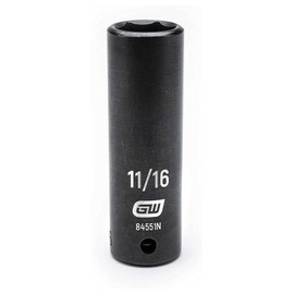 GEARWRENCH 1/2" Drive 6 Point Deep Impact SAE Socket 11/16" - 84551N , Black