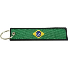 Llavero con bandera de Brasil, 100% bordado