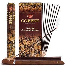 Coffee Incense Sticks and Incense Stick Holder Bundle Insence Insense Hem Incense Sticks