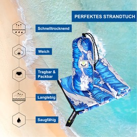 4Monster Microfibre Beach Towel, Ultra-Light, Sand-Resistant Towel, Quick-Drying, Absorbent Sports Towel for Beach, Pool, Water Sports, Yoga, Fitness