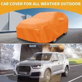 Partuto Car Cover Waterproof All Weather Automotive Outdoor Anti-UV Full Exterior Cover for Honda Odyssey 210D-PU Orange with Left Side Zippers