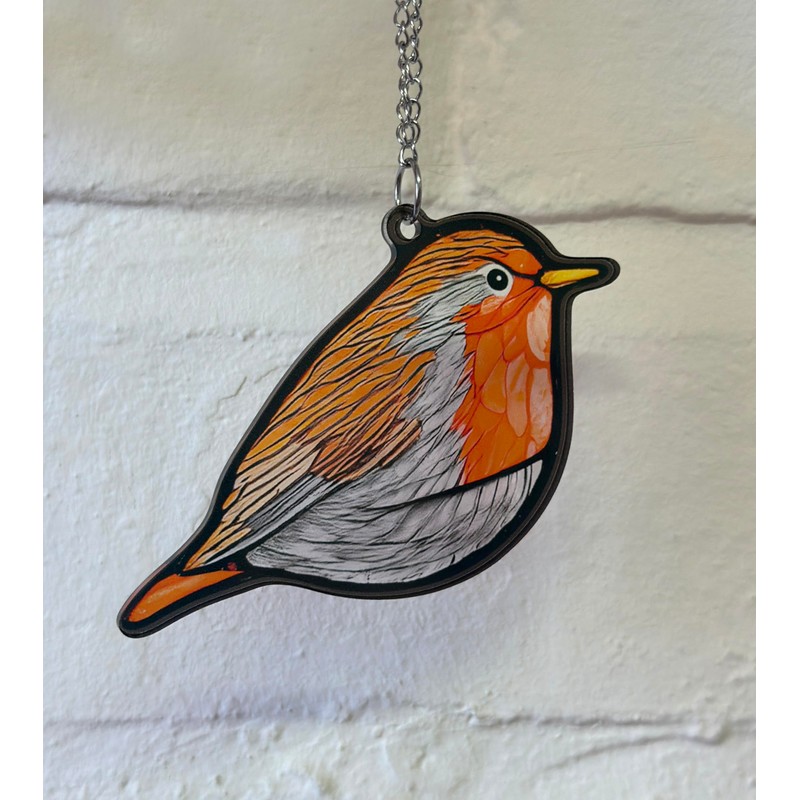 Image Industry Bobbin Robin Stained Glass Effect Suncatcher - Garden