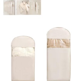 2pc space saving hanging garment bag with self compression zipper for Compression Dusting for Down Coats to Save Space (L+XL)