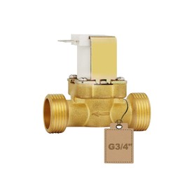 EXLECO DC 12 V Solenoid Valve G3/4 Inch Electromagnetic Valve 2 Way Water Inlet Brass Electric Solenoid Valve Water Distribution Valves Normal Closed Solenoid Valve for Water Supply