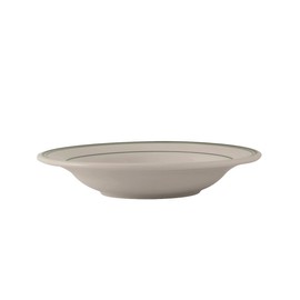 Tuxton TGB-003 Vitrified China Green Bay Rim Soup, 9 oz, 8-3/4", Eggshell with Green Band and Line (Pack of 24),