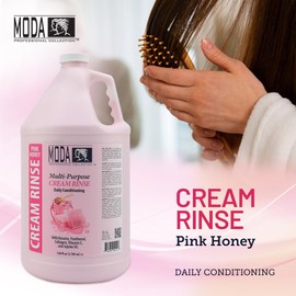 MODA Cream Rinse - Nourishes and Detangles Hair or Dry & Damaged, Soothing Pink - 128Oz