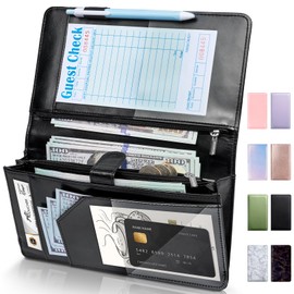 Forvencer Server Book High Volume, Expandable Waitress Book with 2 Zipper & Magnetic Pocket,5"×9", Server Books for Waitresses, Waitress Accessories, Fits Restaurant Check, Waitress Apron (Black)