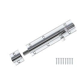 TERF® Door Bolt Polished Chrome Barrel Slide Lock 150mm [6''] Door Latch with Screws Ideal for Internal and External Doors Locks for Bedroom Bathroom Toilet Shed Gate Cupboards and Cabinets - 150mm