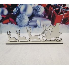 Melis Santa Claus with Reindeer - Wooden Christmas Decoration in White - 30 cm