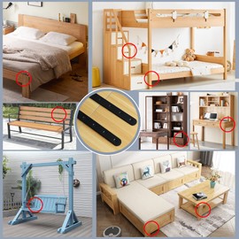 Sayayo Metal Brackets for Wood Mending Joining Plates Flat Straight Brace Sleeper Brackets, 4MM Thickened Stainless Steel Matte Black, 4 Pcs, EJ300X25B-4P(300 x 25MM)