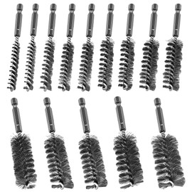 ASNOMY Pack of 14 Wire Brush for Drill, 8-25 mm Cylinder Brush, Boiler Brush, with Hexagonal Bar Stainless Steel Hole Brush, Cylinder Wire Brush for Polishing Grinding Hammer Drills