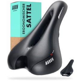 Aaron trekking bicycle saddle, gel bicycle saddle, ergonomic and comfortable, bicycle seat for men and women, black bicycle saddle for trekking bike, mountain bike, touring bike, E-bike.