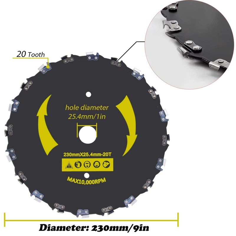 9" x 20 Teeth Chainsaw Tooth Brush Cutter Blade &