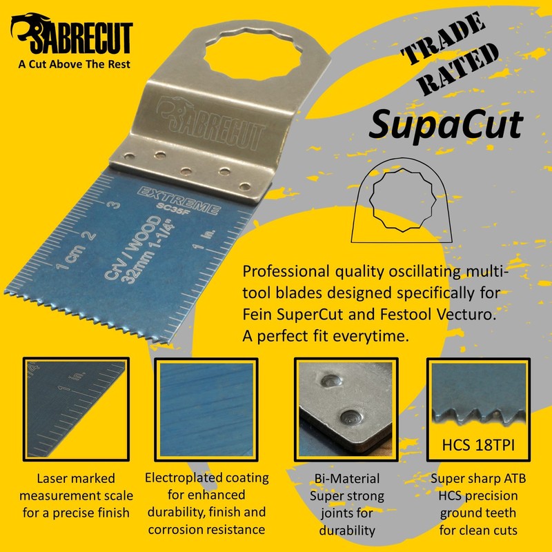 10 x SabreCut SC35F_10 35mm Fine Tooth Wood Blades Compatible