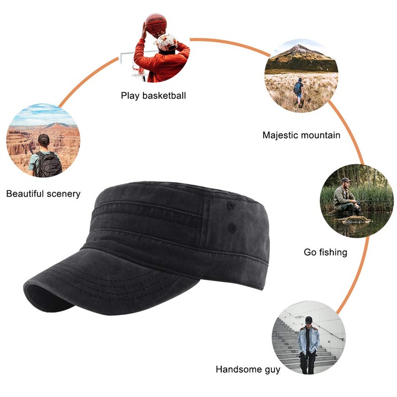 Yutdeng Cotton Flat Cap Men's Military Cap Classic Army Cap