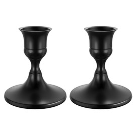 zeochyni Black Taper Candle Holders Set of 2, Vintage Metal Candlestick Holders for Dinner Room Table Centerpiece or Mantel Wedding Party Decor