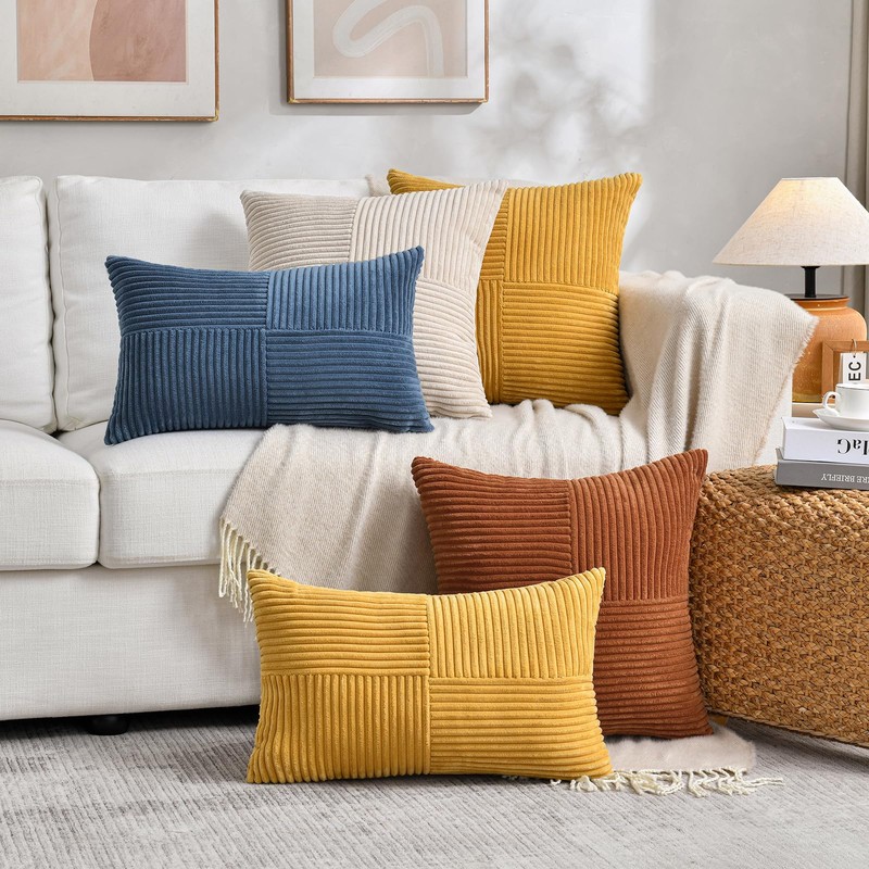 Fancy Homi 2 Packs Rust Boho Decorative Throw Pillow Covers