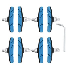 HARFINGTON 8pcs Brake Pads Mountain Bicycle V-Brake Pads Kit Unisex Brake Pads with Hex Wrench for MTB Road Bicycle, Blue