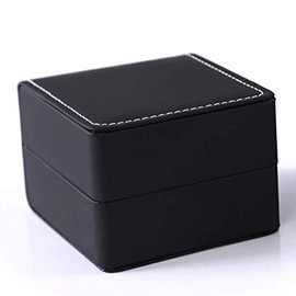 Teensery Single Slot Watch Box PU Leather Wristwatch Display Case Portable Organizer for Men Women Traveling Gift Bracelet Watch Jewelry Box,Black