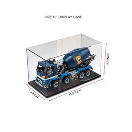 Clear Acrylic Display Case,Self-assembly Display box with black acrylic base,Countertop Box Cube Organizer Stand Riser Dustproof Protection Showcase for Figures toys Collectibles (11.8x7.9x9.8 inch)