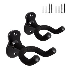 MQWDGJ Guitar Holder, Pack of 2 Guitar Wall Mounts, Guitar Hooks, Universal Guitar Wall Holder for Acoustic Guitar, Electric Guitar, Bass, Classical Guitar (Black)
