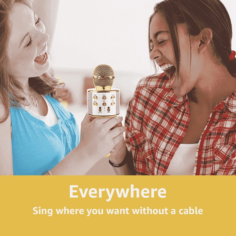 MAX KM01 2x Wireless Karaoke Microphones for Kids with Bluetooth,