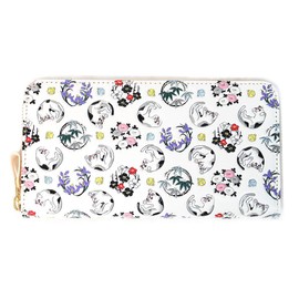 [Asakusa Bunko] Yuzen Dyed Long Wallet, Cat Cat Shikunko Pattern, Wallet, Round Zipper, Bunko Leather, Blunt Nibiro - Nibi Iro