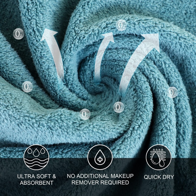 MOONQUEEN Microfiber Facial Cloths Fast Drying Washcloth 12 Pack -