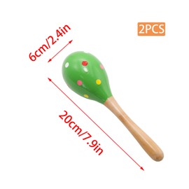 Wuyituart 2 Pcs Maracas Wooden Rattles Shaker Hand Music Instruments Percussion Instruments, Green