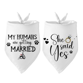 2 Packs My Humans are Getting Married She Said Yes Wedding Dog Bandana Bridal Shower Gift Puppy Bandanas Wedding Engagement Photo Prop Accessories for Dog Lovers Owner Gift