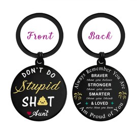 EE&YU Don't Do Stupid Keychain from Love Aunt - Proud Nephew Niece Birthday Graduation Christmas Gag Gifts Stocking Stuffer