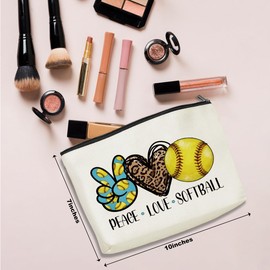 Softball Gifts Leopard Makeup Bag Softball Accessories Cosmetic Bag Softball Party Favor Softball Team Gifts for Women Girls Her Softball Lovers Coach Player Friend Niece Bestie Christmas Birthday