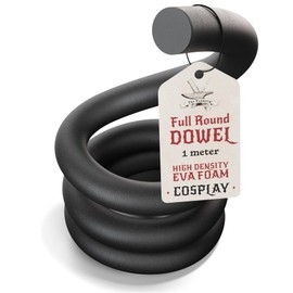 The Foamory High Density EVA Foam Dowel/Bevel - 1 Meter Cosplay Craft Material - Multiple Shapes - Multiple Diameters 5-40mm - Black (Single Pack - 15mm Diameter - Full Round Dowel)