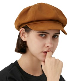 Gajaous Classic Newsboy Hats, Two Size Newsboy Flat Cap for Men and Women, Fashion Baker Boy Hat Beret Cap Brown