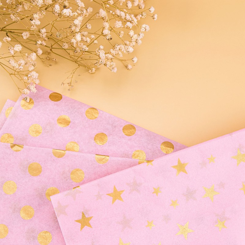 MR FIVE Pink with Gold Star Tissue Paper Bulk,20" x