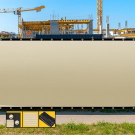 SHADESPEARE Customized 6' x 113' Beige Fence Privacy Screen,with Bindings & Grommets,Heavy Duty for Gardens,Backyard,Patio,Tennis Court,Pool,Construction Project, Outdoor Events, We Make Custom Sizes