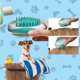 2pcs Cepillo Dispensador Jabón Para Baño Mascotas Perros Gatos Cepillo para bañar perro y gato portátil, dispensador de shampoo, para cuidado y belleza de perros de pelo largo y corto, cerdas de silicona suave, adecuado para sanitización y limpieza de ani